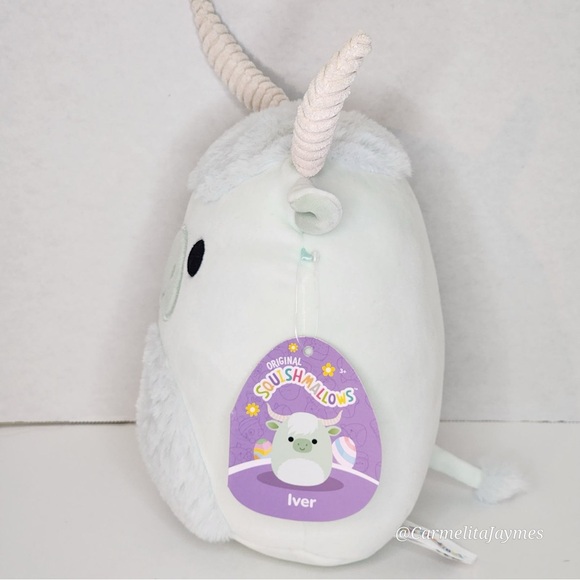 IVER 🐮 Mint Fuzzy Belly Highland Cow Original Squishmallows By Kellytoy NWT - Picture 4 of 10